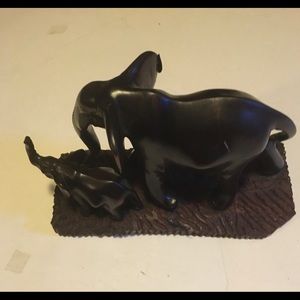 Ebony wood elephant carving